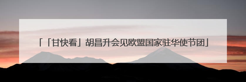 「甘快看」胡昌升会见欧盟国家驻华使节团