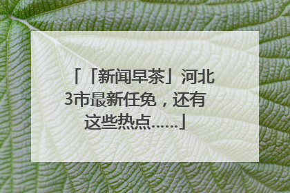 「新闻早茶」河北3市最新任免，还有这些热点……