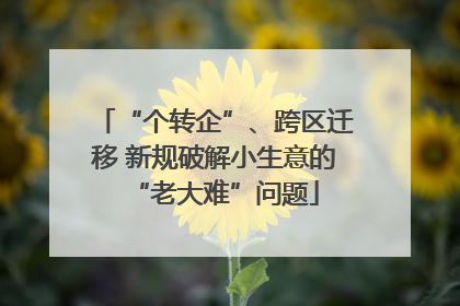 “个转企”、跨区迁移 新规破解小生意的“老大难”问题