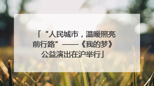 “人民城市，温暖照亮前行路”——《我的梦》公益演出在沪举行