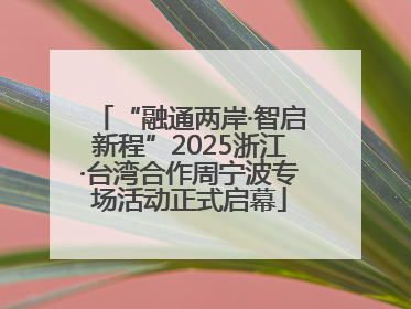 “融通两岸·智启新程”2025浙江·台湾合作周宁波专场活动正式启幕