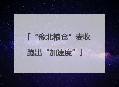 “豫北粮仓”麦收跑出“加速度”