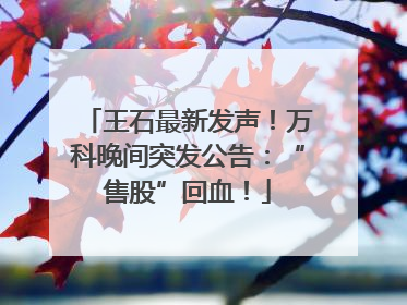 王石最新发声！万科晚间突发公告：“售股”回血！
