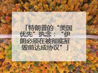 特朗普的“美国优先”执念：“伊朗必须在被彻底摧毁前达成协议”