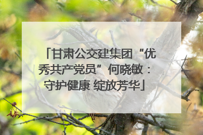 甘肃公交建集团“优秀共产党员”何晓敏：守护健康 绽放芳华