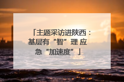 主题采访进陕西：基层有“智”理 应急“加速度”