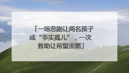 一场悲剧让两名孩子成“事实孤儿”，一次救助让希望重燃