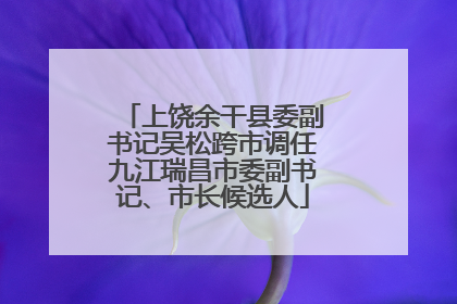 上饶余干县委副书记吴松跨市调任九江瑞昌市委副书记、市长候选人
