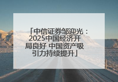 中信证券邹迎光：2025中国经济开局良好 中国资产吸引力持续提升