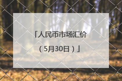 人民币市场汇价（5月30日）
