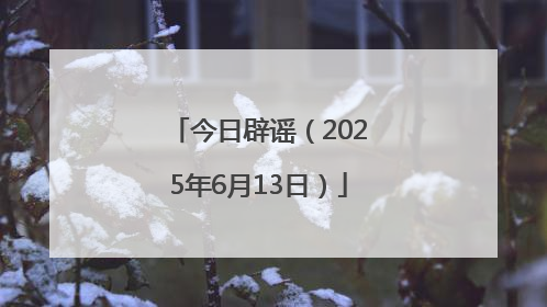 今日辟谣（2025年6月13日）