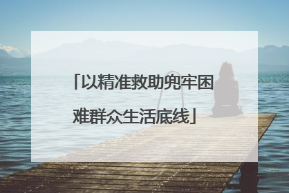 以精准救助兜牢困难群众生活底线