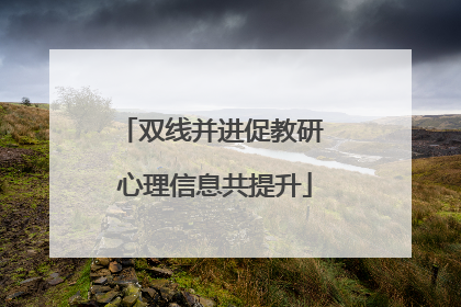 双线并进促教研 心理信息共提升
