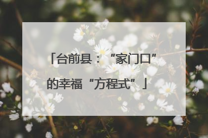 台前县：“家门口”的幸福“方程式”