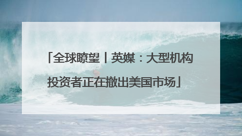 全球瞭望丨英媒：大型机构投资者正在撤出美国市场