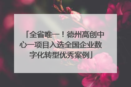 全省唯一！德州高创中心一项目入选全国企业数字化转型优秀案例