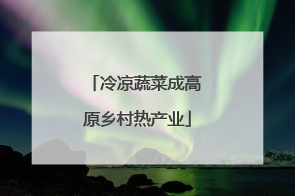 冷凉蔬菜成高原乡村热产业
