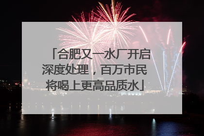 合肥又一水厂开启深度处理，百万市民将喝上更高品质水