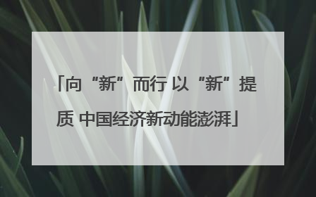 向“新”而行 以“新”提质 中国经济新动能澎湃