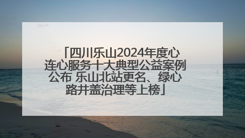 四川乐山2024年度心连心服务十大典型公益案例公布 乐山北站更名、绿心路井盖治理等上榜