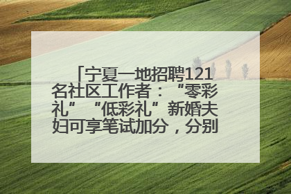 宁夏一地招聘121名社区工作者：“零彩礼”“低彩礼”新婚夫妇可享笔试加分，分别加1分、0.5分
