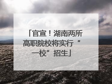 官宣！湖南两所高职院校将实行“一校”招生
