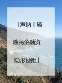 声纳丨破除民企融资隐形梗阻