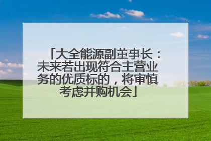 大全能源副董事长：未来若出现符合主营业务的优质标的，将审慎考虑并购机会