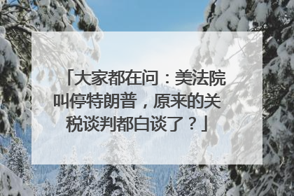 大家都在问：美法院叫停特朗普，原来的关税谈判都白谈了？