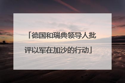 德国和瑞典领导人批评以军在加沙的行动