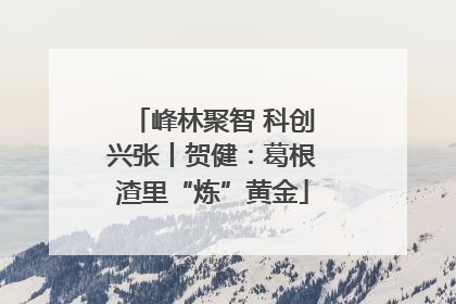 峰林聚智 科创兴张丨贺健：葛根渣里“炼”黄金