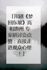 川剧《梦回东坡》亮相惠州 专家研讨会点赞：直接走进观众心里！