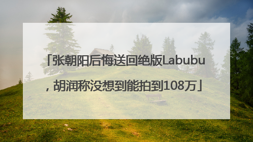张朝阳后悔送回绝版Labubu，胡润称没想到能拍到108万