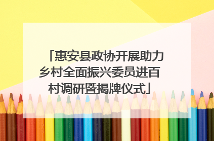 惠安县政协开展助力乡村全面振兴委员进百村调研暨揭牌仪式
