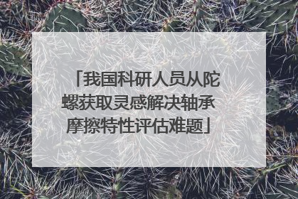 我国科研人员从陀螺获取灵感解决轴承摩擦特性评估难题