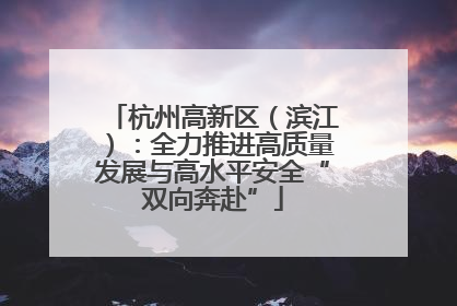 杭州高新区（滨江）：全力推进高质量发展与高水平安全“双向奔赴”