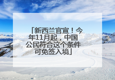 新西兰官宣！今年11月起，中国公民符合这个条件可免签入境