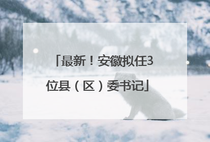 最新！安徽拟任3位县（区）委书记