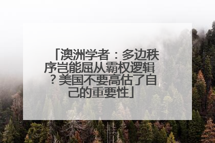 澳洲学者：多边秩序岂能屈从霸权逻辑？美国不要高估了自己的重要性