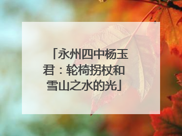 永州四中杨玉君：轮椅拐杖和雪山之水的光
