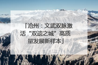 沧州：文武双脉激活“双遗之城”高质量发展新样本