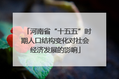 河南省“十五五”时期人口结构变化对社会经济发展的影响