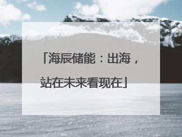 海辰储能：出海，站在未来看现在