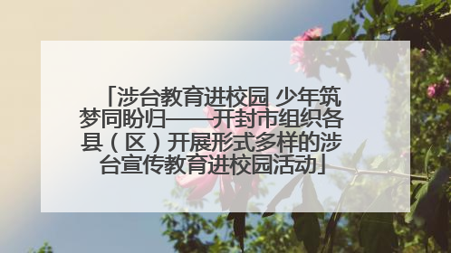 涉台教育进校园 少年筑梦同盼归——开封市组织各县（区）开展形式多样的涉台宣传教育进校园活动