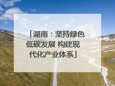 湖南：坚持绿色低碳发展 构建现代化产业体系
