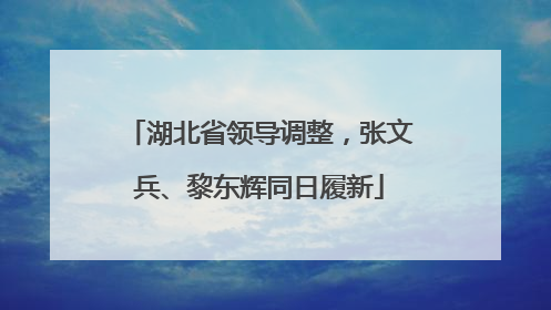 湖北省领导调整，张文兵、黎东辉同日履新
