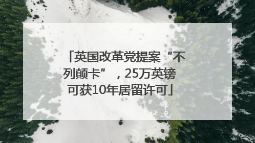 英国改革党提案“不列颠卡”，25万英镑可获10年居留许可