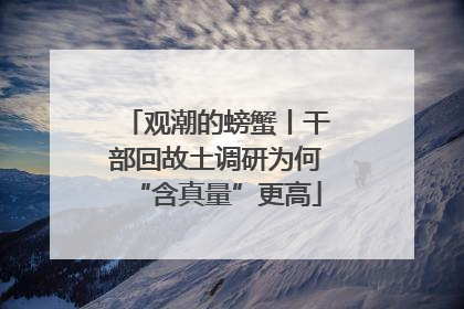观潮的螃蟹丨干部回故土调研为何“含真量”更高