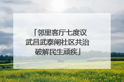 邻里客厅七度议 武昌武泰闸社区共治破解民生顽疾