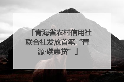 青海省农村信用社联合社发放首笔“青源·碳惠贷”